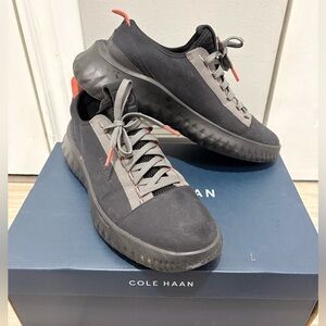 Cole Haan Men's Black and Gray Sneakers with Red Accents